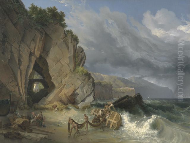 Fischer in der Bucht von Sorrent Oil Painting by Lancelot Theodore Turpin De Crisse