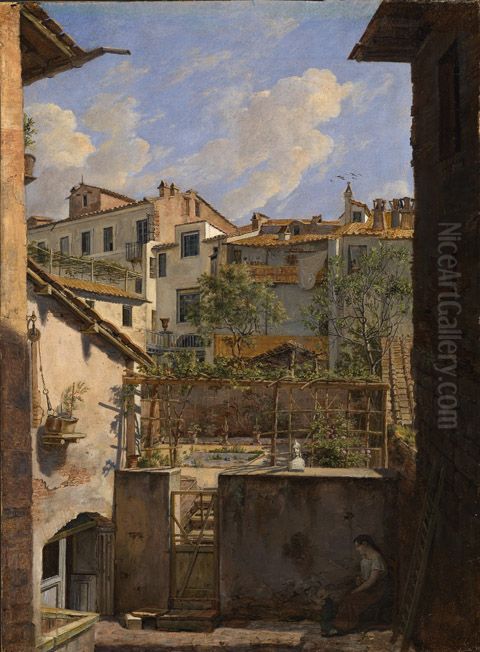 Italienische Hinterhauser Oil Painting by Friedrich Mosbrugger