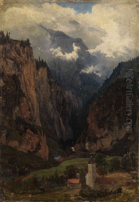 Via Mala mit Kirche im Vordergrund Oil Painting by Johann Wilhelm Schirmer