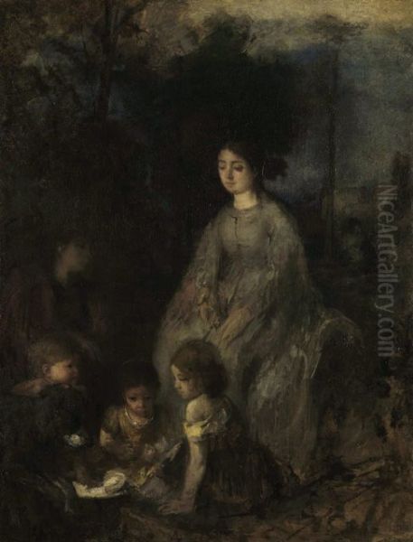 Familienbild II Oil Painting by Hans von Marees