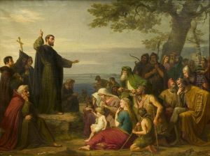St. Gallus predigt den Alemannen am Bodensee das Evangelium