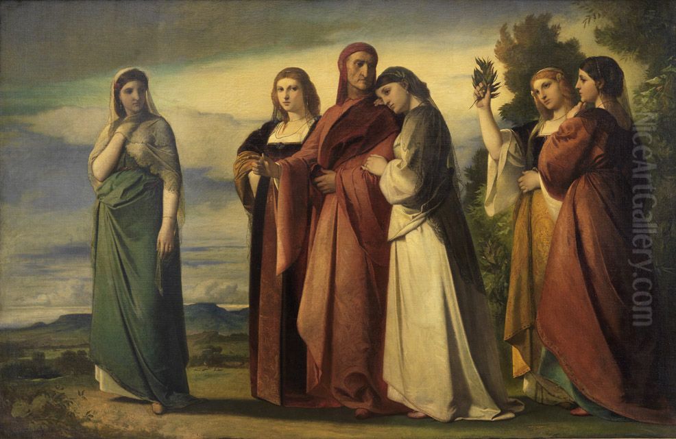 Dante and the Women of Ravenna Oil Painting by Anselm Friedrich Feuerbach