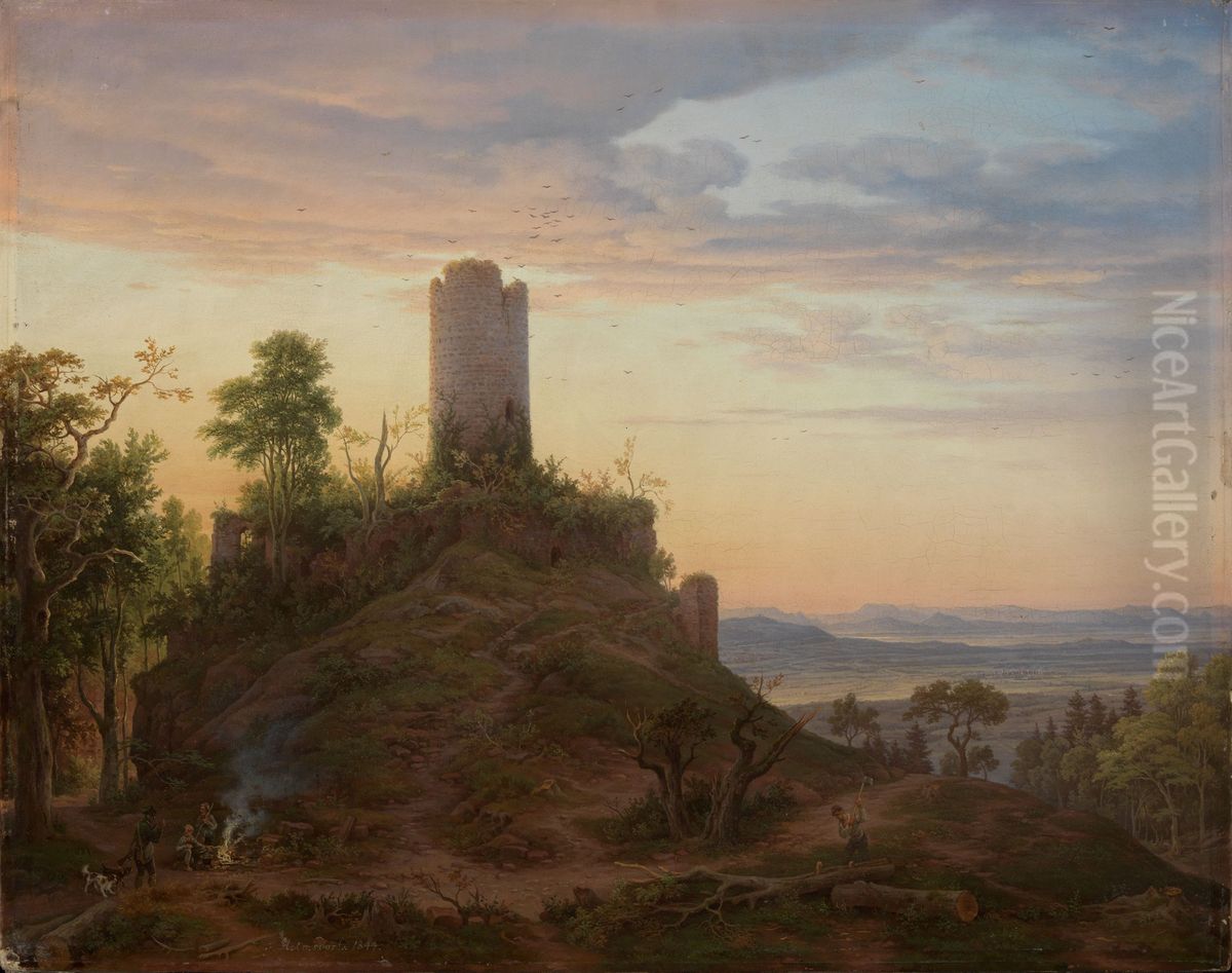 Burgruine Zahringen bei Freiburg Oil Painting by Johann Friedrich Helmsdorf