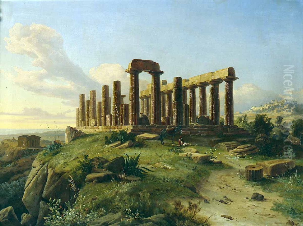 Der Heratempel bei Agrigento in Sizilien Oil Painting by August Ahlborn
