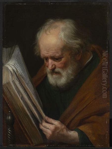 Half figure of an apostle reading Oil Painting by Hendrick Bloemaert