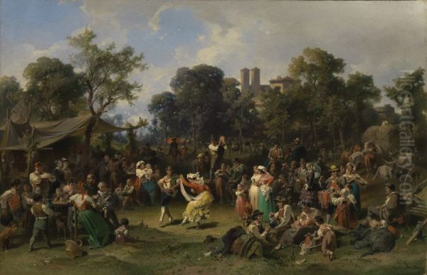 Italian folk festival Oil Painting by Ernst Schweinfurth