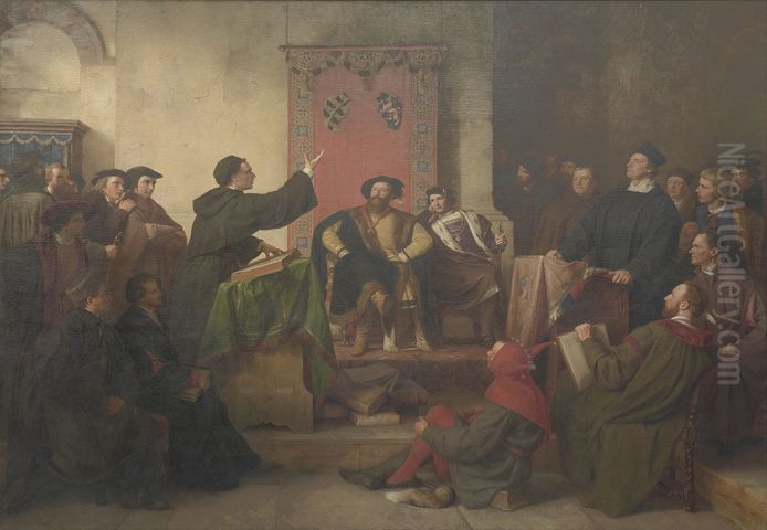Disputation zwischen Luther und Eck Oil Painting by Karl Friedrich Lessing