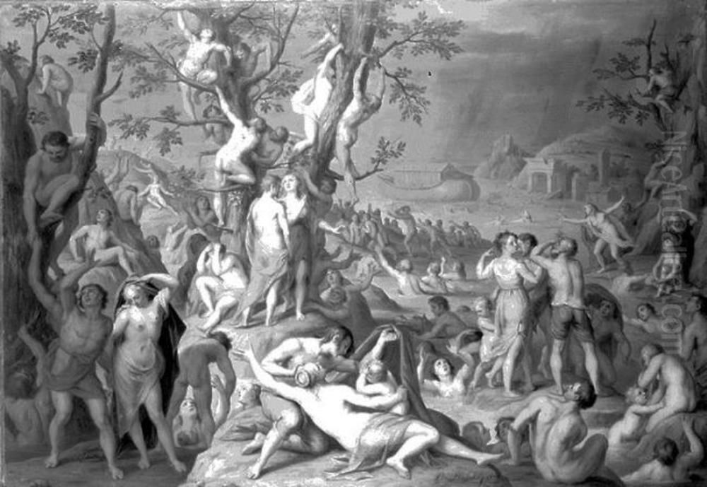 The wickedness of mankind and the ark of Noah (Genesis 7) Oil Painting by Balthasar Beschey