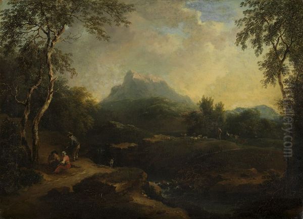 Bergige Landschaft mit Bach Oil Painting by Christian Wilhelm Ernst Dietrich