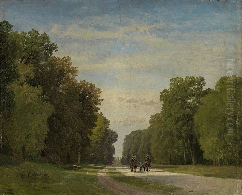 Allee bei Fontainebleau Oil Painting by Georg Saal