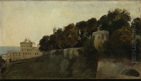 Abendstimmung aus der Villa Palavicini in Pegli bei Genua Oil Painting by Edmund Kanoldt
