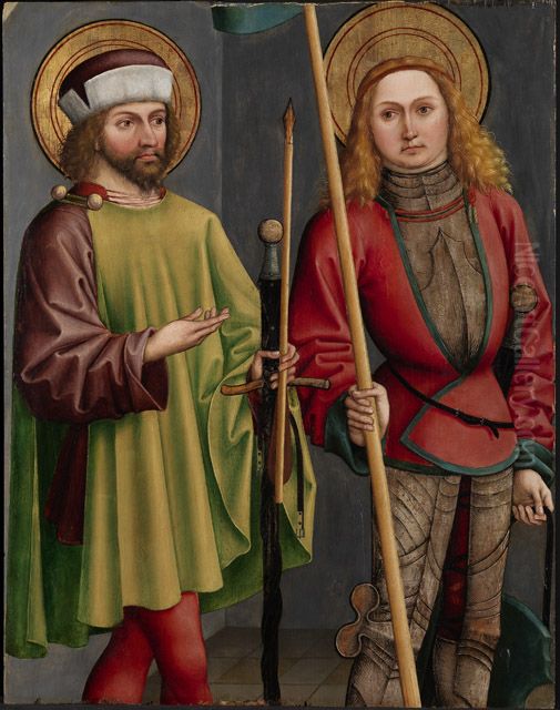 Die Heiligen Sebastian und Georg (?) Oil Painting by Bartholomaus Zeitblom