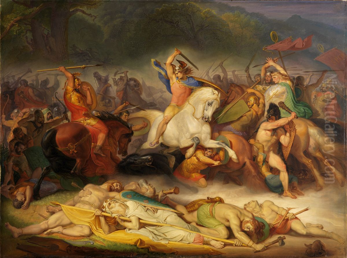 Die Hermannsschlacht im Teutoburger Wald Oil Painting by Wilhelm Lindenschmit the Elder