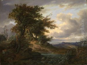 Landschaft mit Eichen am Meer
