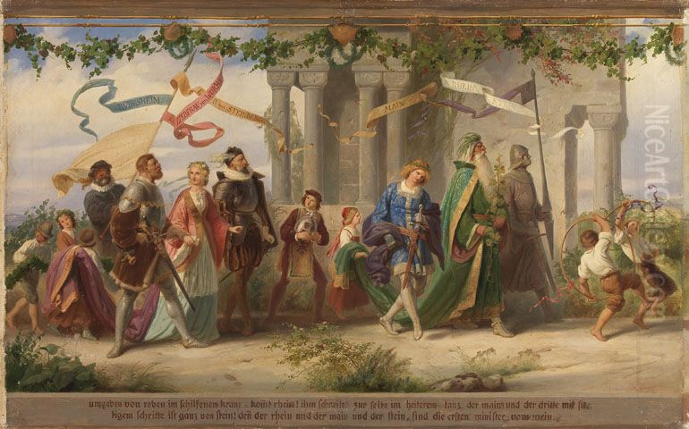 Triumph des Konigs Wein, 4. Bild Oil Painting by Adolf Schrodter