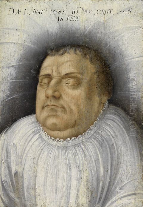Maarten Luther op zijn sterfbed Oil Painting by Lucas Cranach the Elder