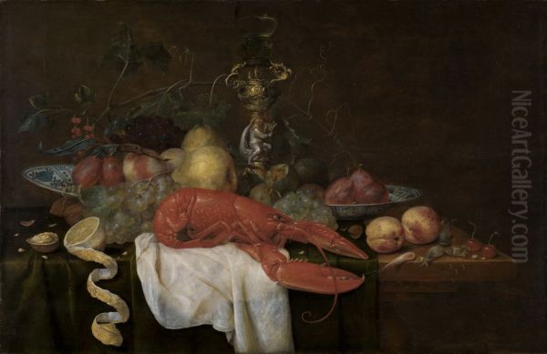 Still life with fruit and a lobster Oil Painting by Joris Van Son