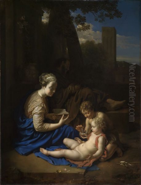 Die Heilige Familie mit dem Johannesknaben Oil Painting by Adriaen Van Der Werff