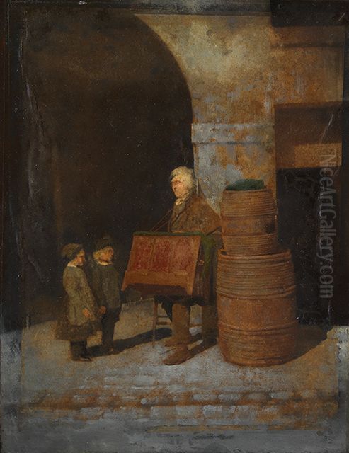 Le Joueur d'orgue barbarie Oil Painting by Charles Negre