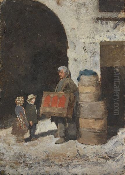 Le Joueur d'orgue barbarie Oil Painting by Charles Negre