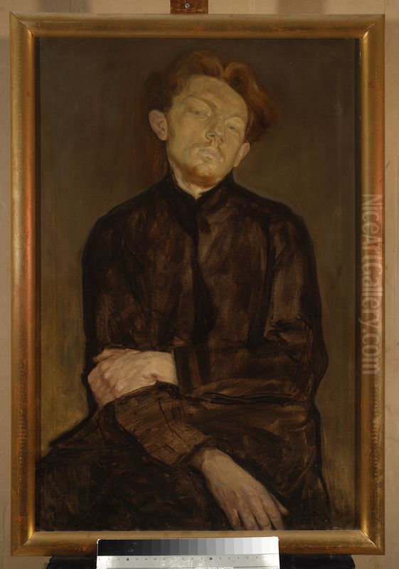 Portrait of Waclaw Borowski Oil Painting by Leopold Gottlieb Portrait of Waclaw Borowski Oil Painting by Leopold Gottlieb