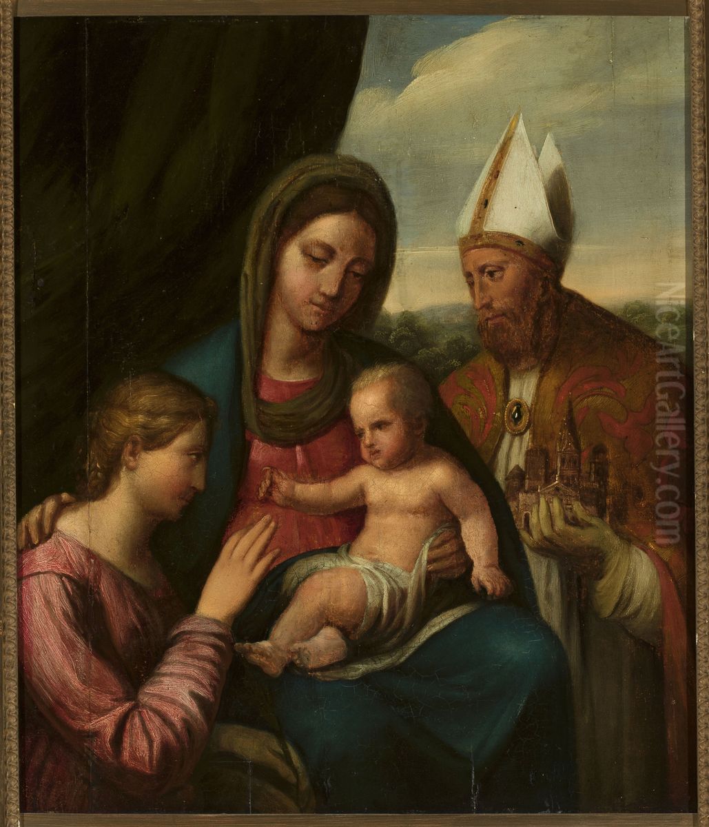 Mystical marriage of St. Catherine Oil Painting by Giovanni da Udine