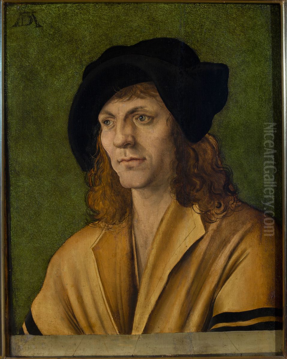 Portrait of a man in a yellow jacket Oil Painting by Hans Leonhard Schaufelein