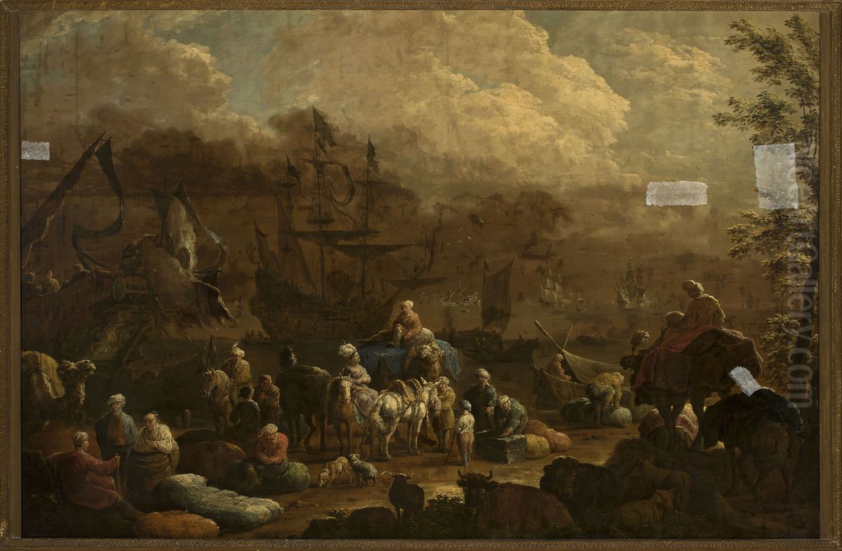At an Eastern port Oil Painting by Hendrik van Minderhout