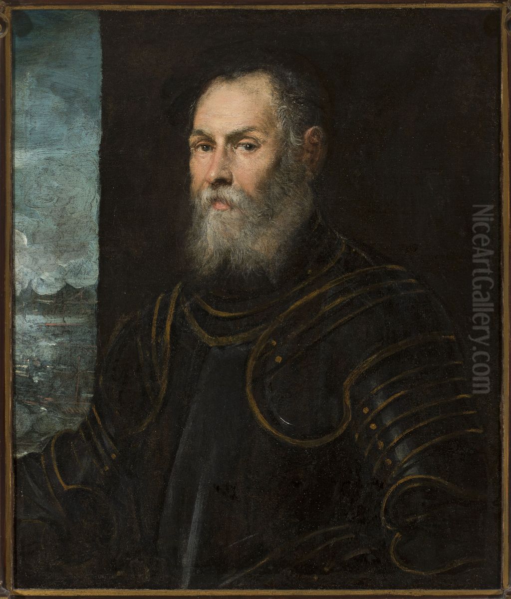 Portrait of a Venetian admiral Oil Painting by Jacopo Tintoretto