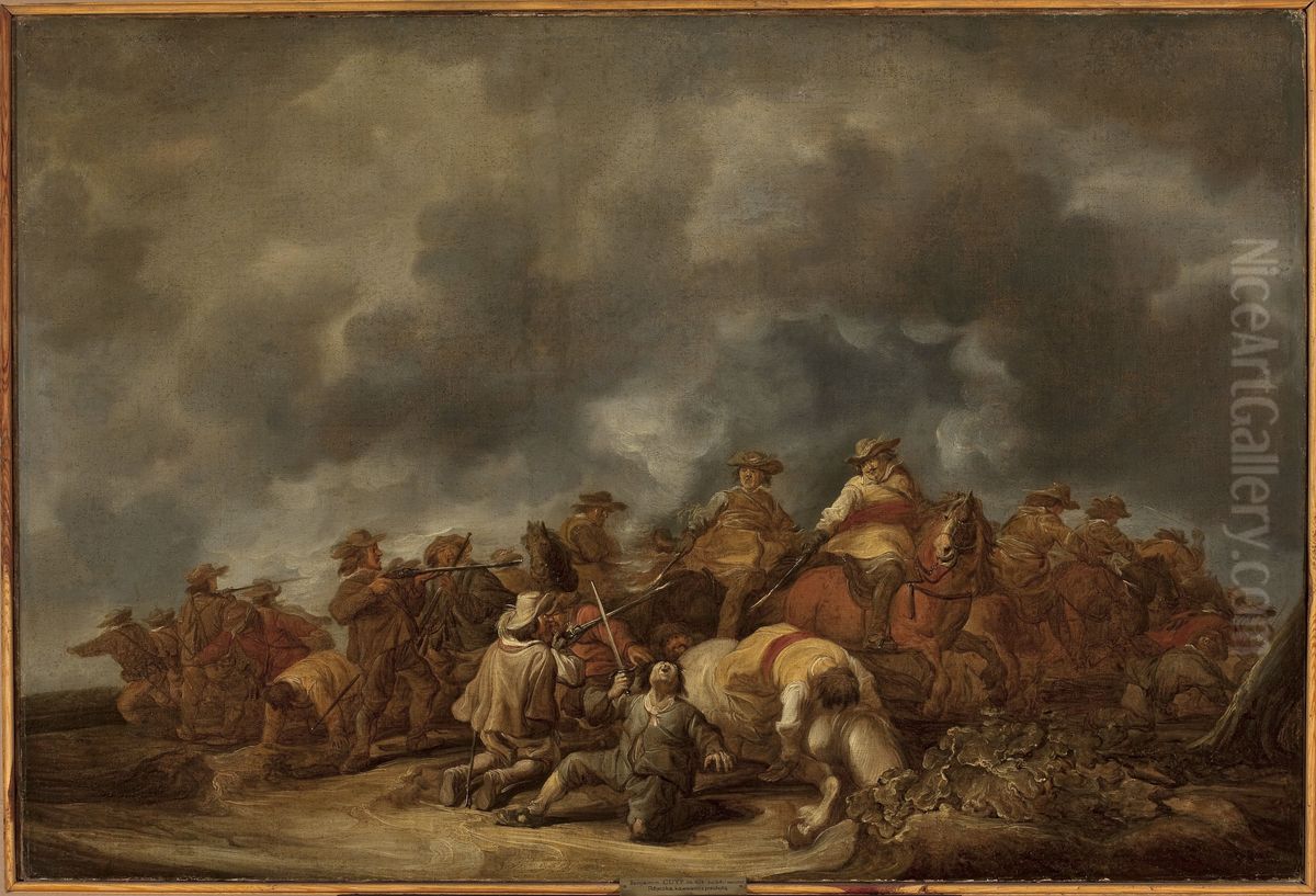 Skirmish of cavalry and infantry Oil Painting by Benjamin Gerritsz Cuyp