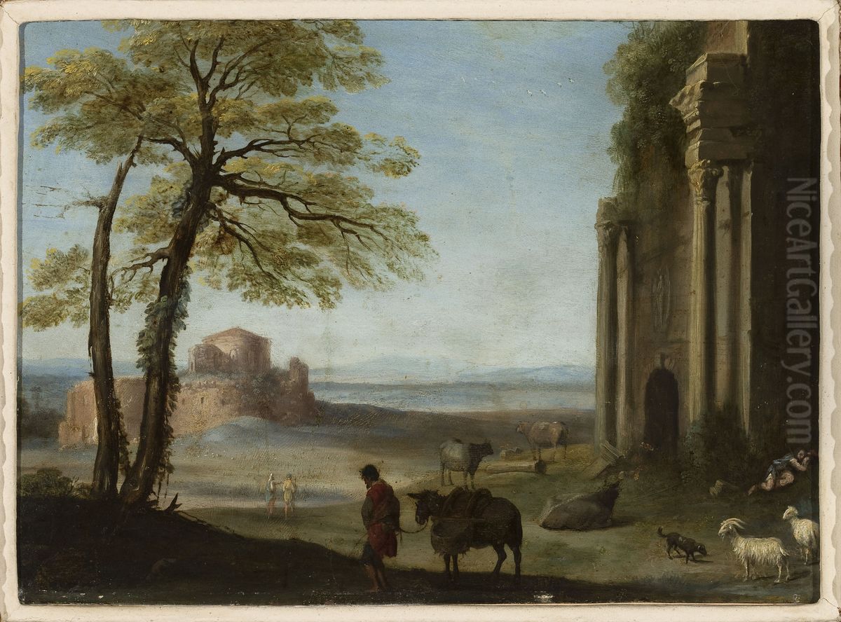 Pastoral landscape Oil Painting by Cornelius van Poelenburgh