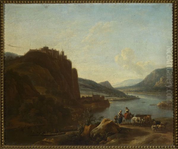 Waterside landscape Oil Painting by Jan Vermeer van Haarlem