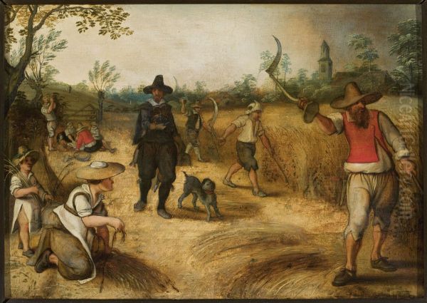 Harvest Oil Painting by Sebastiaen Vrancx