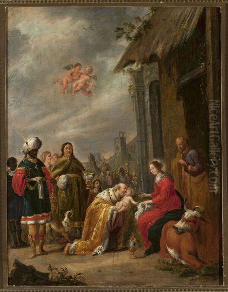 10-11) Oil Painting by David The Elder Teniers