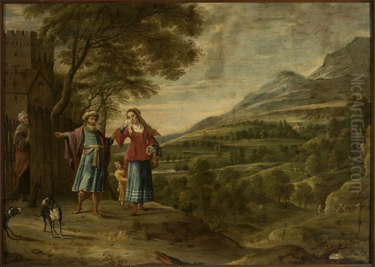 Expulsion of Hagar Oil Painting by David The Elder Teniers
