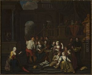 Figural scene against architecture