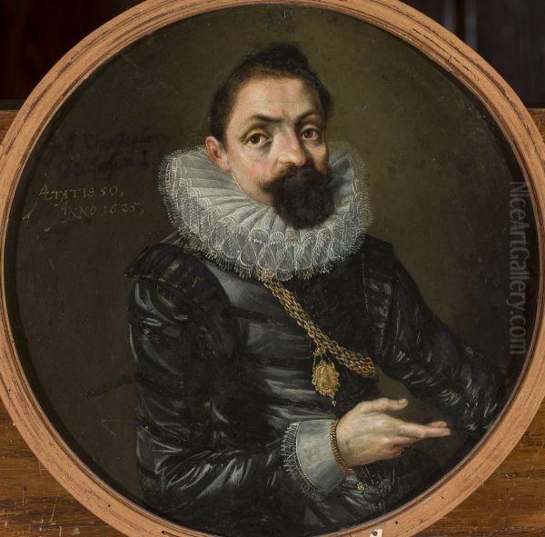 Double-sided portrait of Johann Christoph Oelhofen Oil Painting by Lorenz Strauch