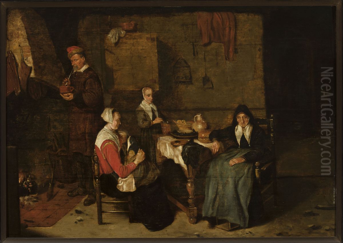 Family scene Oil Painting by Quirijn van Brekelenkam