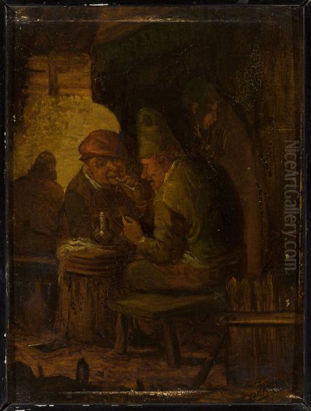 Smokers in a tavern Oil Painting by Adriaen Brouwer