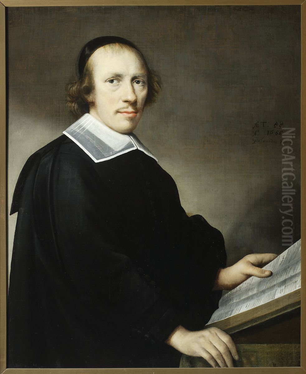 Portrait of a man with a book Oil Painting by Anthonie Palamedesz.