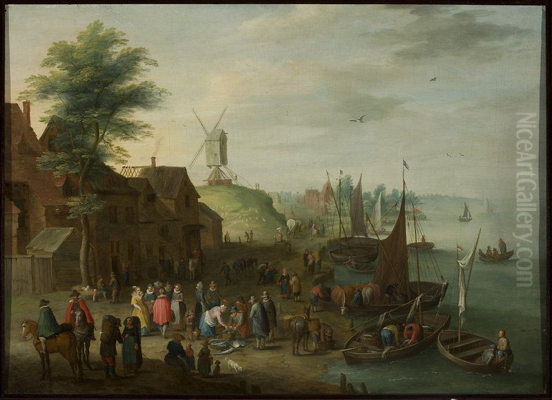 At a fishing port Oil Painting by Jan Brughel