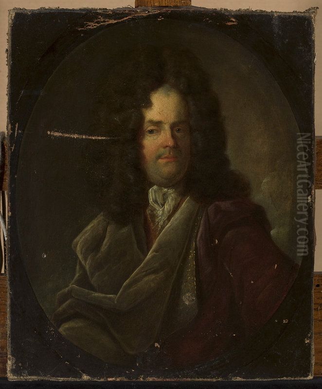 Portrait of a man in a wig Oil Painting by David van der Plas