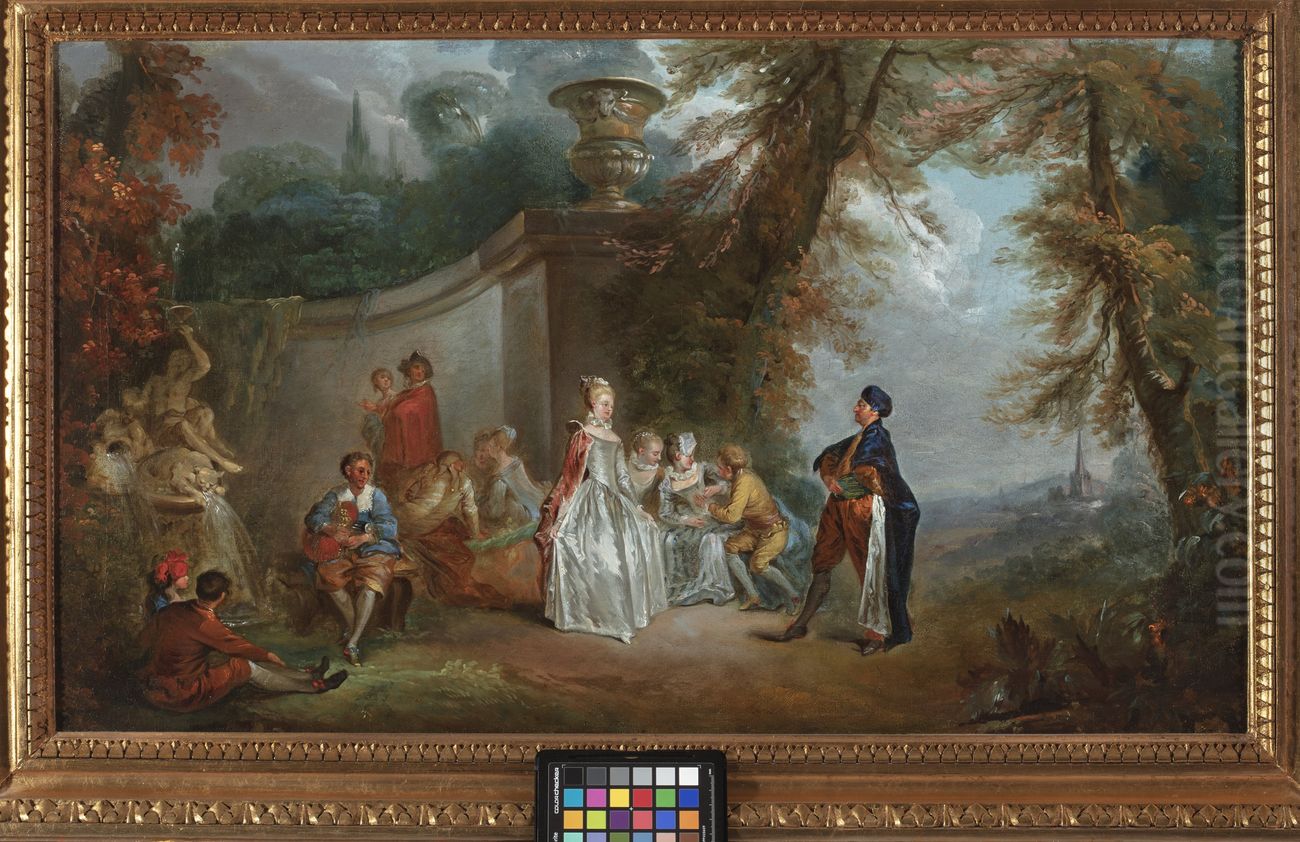 Venetian dance (Fetes Venitiennes) Oil Painting by Jean-Antoine Watteau
