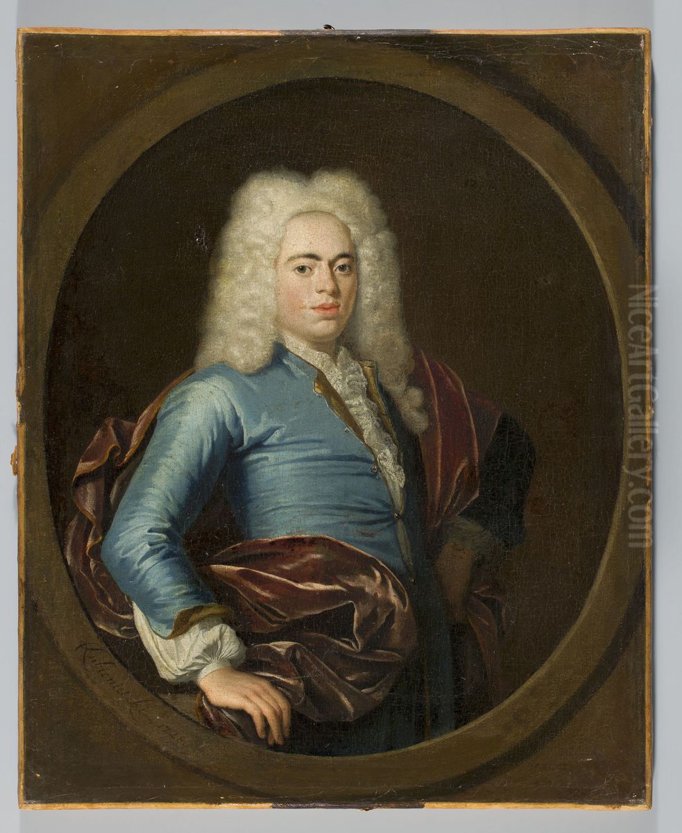 Portrait of a young man in a wig Oil Painting by Krzysztof Lubieniecki
