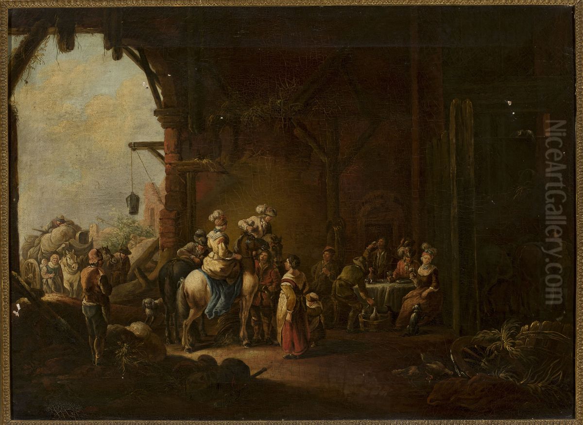 Inn Oil Painting by Christian Wilhelm Ernst Dietrich