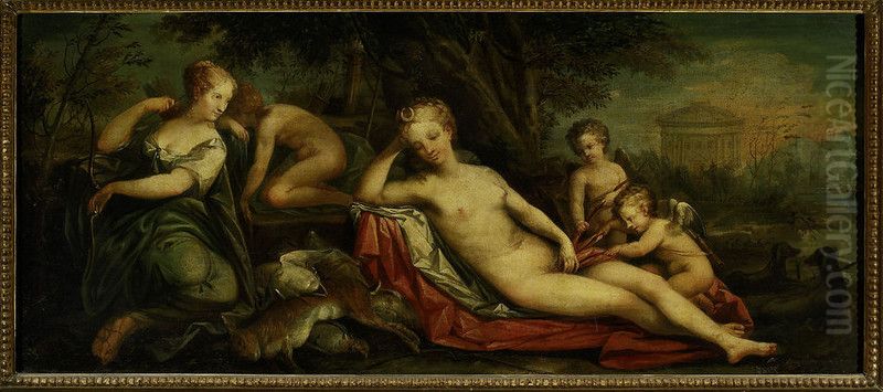 Diana resting Oil Painting by Jan Rustem