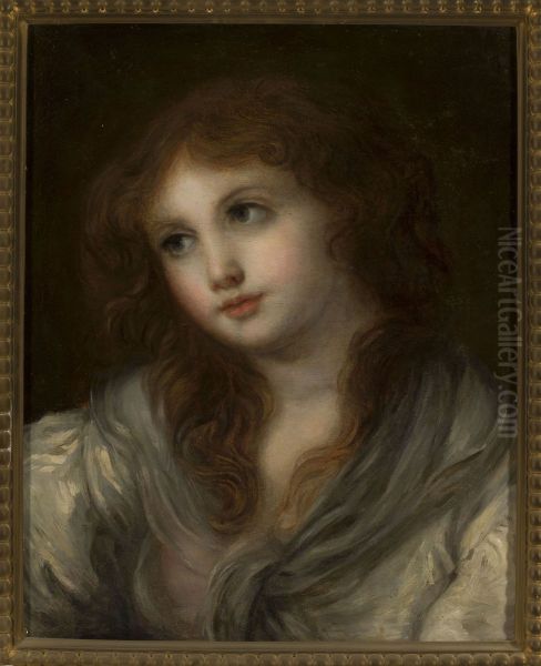 Bust of a girl Oil Painting by Jean-Baptiste Greuze