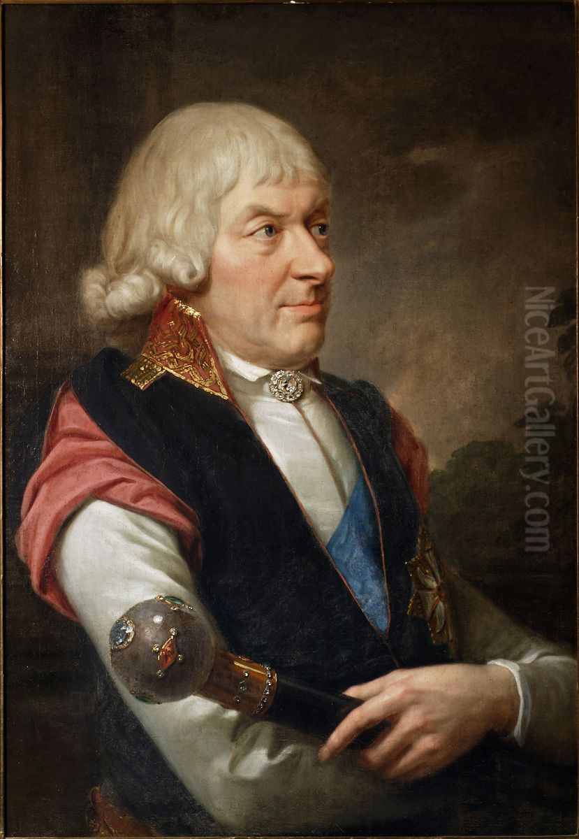 Portrait of Michal Kazimierz Oginski (1728-1800), hetman of the Duchy of Lithuania Oil Painting by Jozef Pitschmann