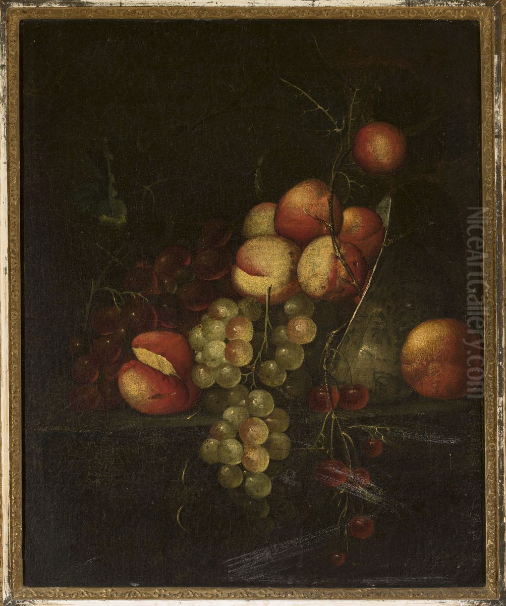 Still life - apples and grapes Oil Painting by Cornelis De Heem