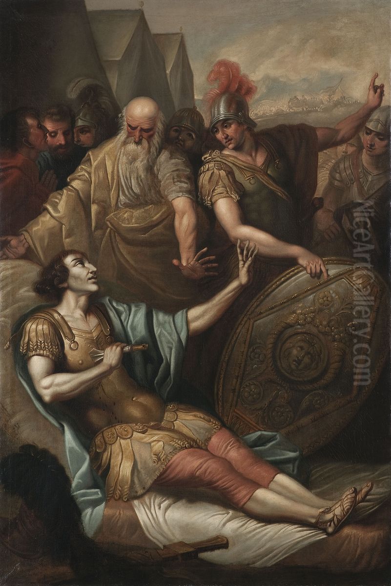 Death of Epaminondas Oil Painting by Franciszek Smuglewicz